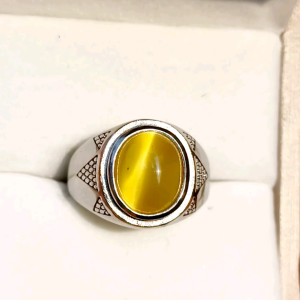 CINCIN BATU YELLOW CAT EYE RING TITANIUM