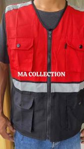 Rompi Safety Kombinasi / Rompi Proyek / Rompi Parkir / Rompi Motor/ Rompi Karyawan Dasar Hitam