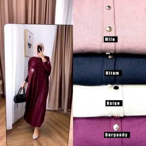 Midi Knit Jumbo LD 120 Model Bat Wing/Midi Dress Wanita Knit Bordir Snowy/Dress Inara Mofel Kalong