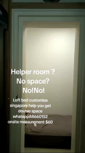 Loft bed with shelf customize singapore for helper room/bomb shelter
