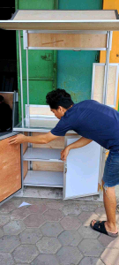 Gerobak Lipat / Booth Lipat Portable Dengan Atap dan Lemari / Pintu