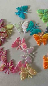 50 pcs Cute satin dot butterfly or foil butterfly Padded Appliques size 15 x 20 mm