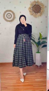 Rok Midi Flanel 7/8 // Rok Flanel Panjang 7/8 // Rok Flanel Kotak Kotak