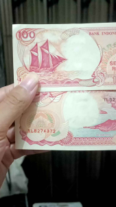 5 Lembar Uang kuno 100 pinisi asli unik berkaligrafi arab