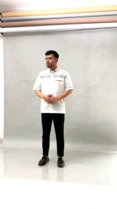 Baju Koko pria lengan pendek warna  putih tulang bahan Katun Toyobo Size M L XL XXL  Fashion Baju Koko Toyobo Bordir Lengan Pendek Putih Tulang