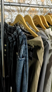 CELANA BASIC PANJANG WANITA RESLETING DEPAN KANCING KAIN TWILL COMBAD STRICH PREMIUM