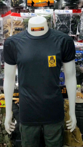 เสื้อยืดปภ งานป้องกันและบรรเทาสาธารณภัย ปักตราปภ  ดำ กรม ขาว