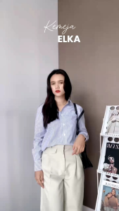 LEONNA ELKA KEMEJA ATASAN WANITA MOTIF GARIS GARIS