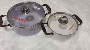 Nồi nhôm KIM HẰNG chống dính ceramic sài bếp từ nắp kiếng tay cầm chống nóng size 26cm 28cm 30cm