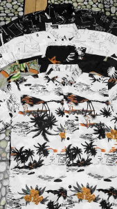 Kemeja Hawai Pria Wanita Motif Printing Abstrak Vintage Casual Shirt Lengan Pendek Retro