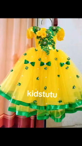 Gaun Pesta Anak Kuning Usia 1-12 Thn (Sematakaki)
