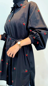 Tunik Wanita Terbaru Bigsize Bordir Cherry Hitam Oversize Jumbo