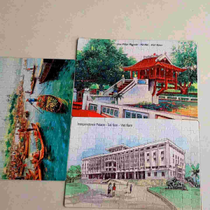 Bộ tranh ghép hình 120 mảnh kích thước 29x20cm in tranh vẽ danh lam thắng cảnh lưu niệm Việt Nam
