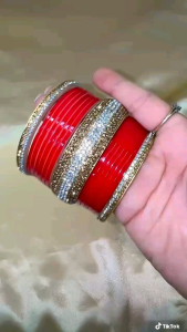 กำไลอินเดีย งานพลาสติก สีแดง ขนาด 2.6/M Indian Bangles
