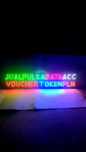 lampu led sign tulisan jual pulsa data acc voucher token pln