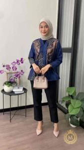 Kebaya Batik Atasan Kerja Kantor Busui Resleting Depan Wanita Blus batik Kemeja Batik Wanita Blouse modern Kemeja kutubaru