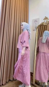 Setelan Wanita Kekinian 2025 Setelan Wanita Dewasa Oneset Wanita Viral Tiktok Set Baju Dan Rok Bahan Rayon Premium