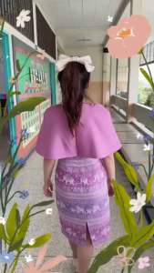 ชุดทำงานผ้าไทยWasana Brand ผ้าทอลาย อัดกาวอย่างดีทั้งชุด คัตติ้งเนี๊ยบมาก