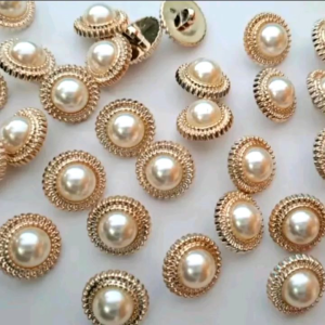COD 50/100pcs kancing baju jamur motif mutiara-kancing emas permata AGIO