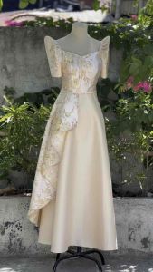 Modern Filipiniana Daisy Dress Overlap (beige)