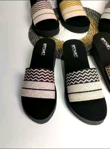 Arkn Sandal Wedges Wanita Dewasa Kekinian Model Slop Rajut Import Terbaru 2024