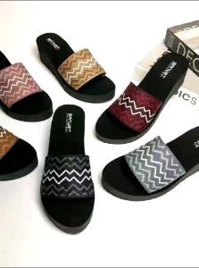 Arkn Sandal Wedges Selop Wanita Dewasa Motip Rajut Terbaru2024