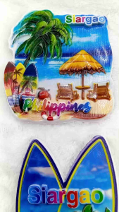 Siargao Philippines Ceramic Ref Magnet Souvenir Collections with Beach Scene and Surfboard Designs