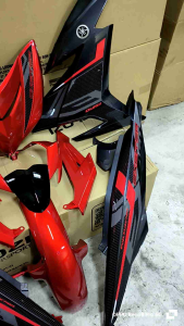 Coverset Y15 zr V2 Velozi Exciter RC Red Grey Merah siap sticker tanam