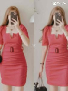 Daphne Dress w/ belt | plain | crepe | freesize fits small to semilarge