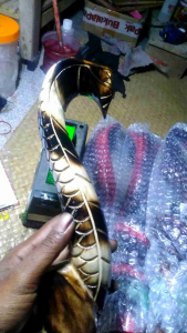 Knob variasi gigi mobil ukir ular belang 35cm