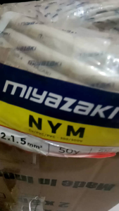 KABEL LISTRIK MIYAZAKI TEMBAGA MURNI SNI KABEL NYM 2x1.5MM2 50YARD 1KABEL 2 JALUR KABELNYA PLN
