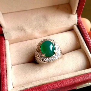 Cincin Batu Green Calsadon Mewah Elegan