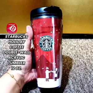 STARBUCKS HOLIDAY COFFEE DOUBLE-WALL ACRYLIC TRAVEL TUMBLER 12oz • JAPAN SURPLUS • DRINKWARE