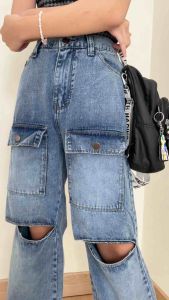 Celana Jeans Panjang Anak Perempuan Celana Cargo Ripped Anak Cewek Fahion Anak Perempuan NomenaKids 1162-64
