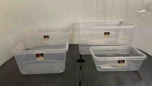 Uniglobal 4in1 Multipurpose Transparent Portable Storage Box Organizer Food Stock Box Snack Box Container with Handle and Cover