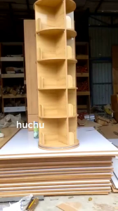 Kệ sách 4-5 tầng giá sách giá đỡ sàn sáng tạo xoay 360 độ giá sách bằng gỗ cho trẻ em sử dụng tại nhà