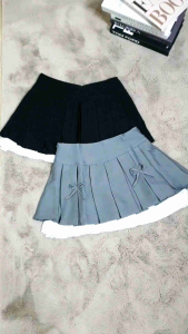 RIBBON PLEATED SKIRT 🎀 กระโปรงพลีทชายลูกไม้ แต่งโบว์