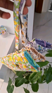 Padded phone pouch w/wristlet  and 2 sides pocket (woven cotton)approx 7-7.5 H x 4.5-5 W inches