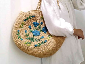 DaVee | Hand-made Raffia bag shoulder bag straw bag tote bag shopping bag round raffia bag beach bag
