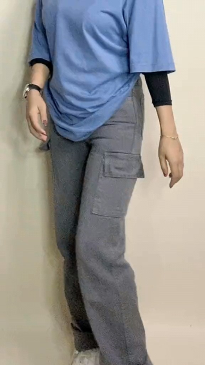 celana cargo wanita jeans highwaist warna hijau army Lazada