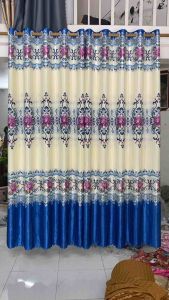 Rèm phi bóng 2 mặt như nhau xanh coban rèm cửa sổ cửa chính cản sáng cản nắng Rèm khoen Oze