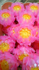 เหรียญโปรยทานลายดอกบัวดาวตัวเปล่า เกสรสีเหลืองกรีบชมพู 1 ชุดมี 40 ดอก สินค้ามีพร้อมส่งไม่ต้องพรีออเดอร์