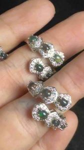 (Real Unit) Opal Stone Adjustable Ring - silver Plated (6x4mm)-Small bead 欧泊/变彩石 可调节戒指 镀银 -小珠子 (S/n: 4020728-32)