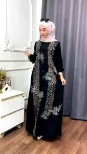 batik Gamis twill kancing depan dan ada saku samping