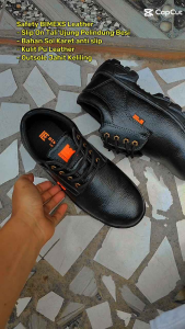 BIMEXS Leather - Sepatu Sefety Pria Ujung Besi Sepatu Proyek Sefty Slip On Premium