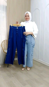 Celana Jeans Cargo Wanita ROAM 31-38: Premium Jeans untuk Outdoor & Sehari-hari