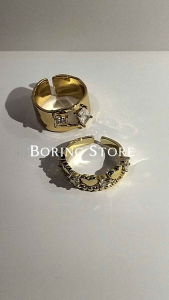 Korea Design Women Zircon Ring Gold Plated Copper || 韩国设计锆石铜镀金开口戒