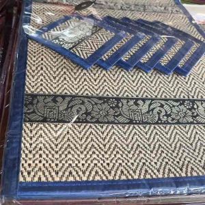 ที่รองจานเสื่อกกคาดลายช้าง6ที่