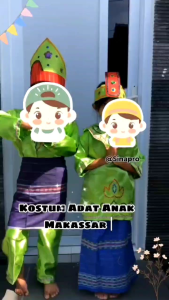 Baju Bodo Anak TK SD Adat Makassar / Set Baju Adat Karnaval Anak Laki-Laki Perempuan