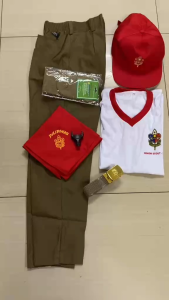 BSP Senior Type B 7 in 1 Set: White Shirt with Red Trim Khaki Pants Red Cap Belt Neckerchief Scouting & School Uniforms